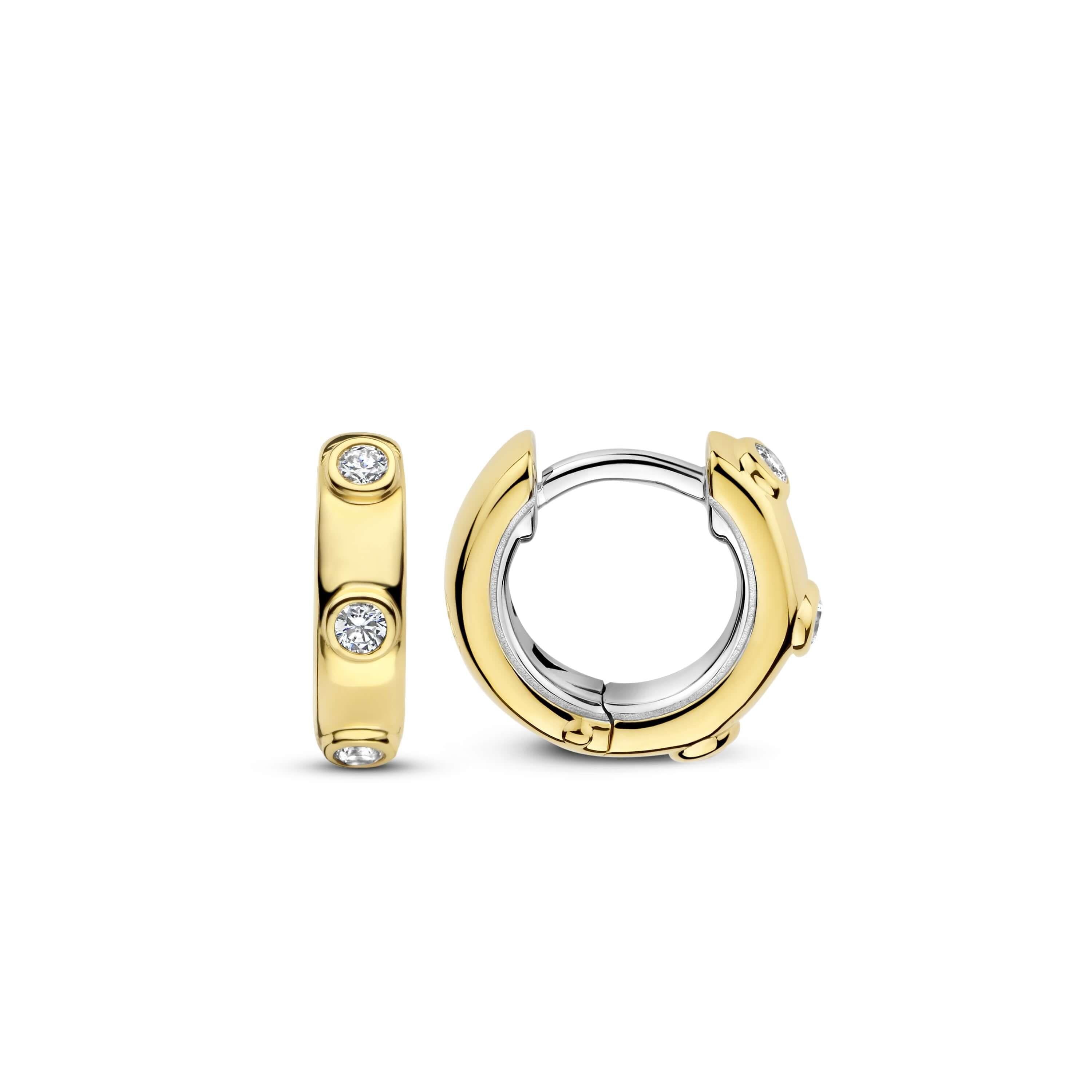 Gold Plated & CZ Huggie Hoops Earrings