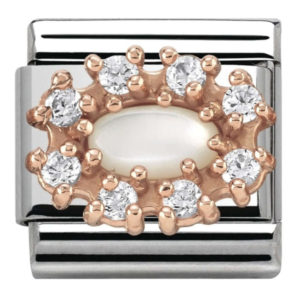Classic Rose Gold Mother of Pearl & CZ Link