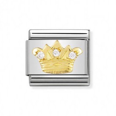 Composable Classic 18K Gold & CZ White King Crown Link