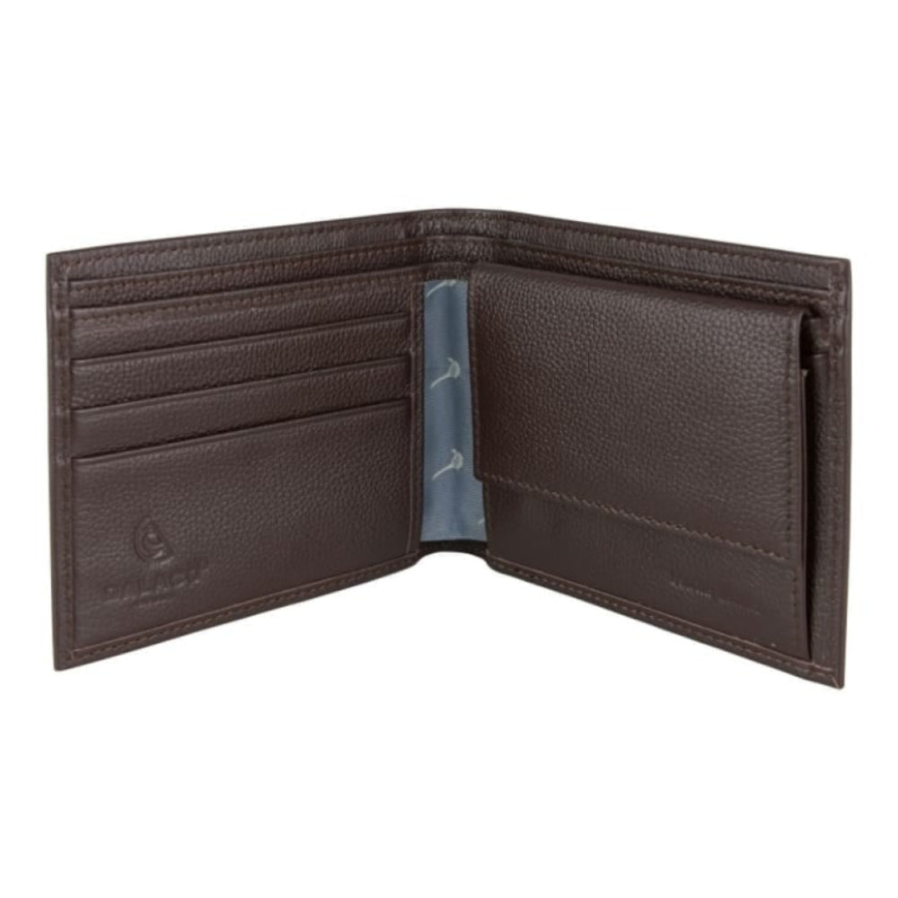 Leather Wallet with Pheasant lining -Brown