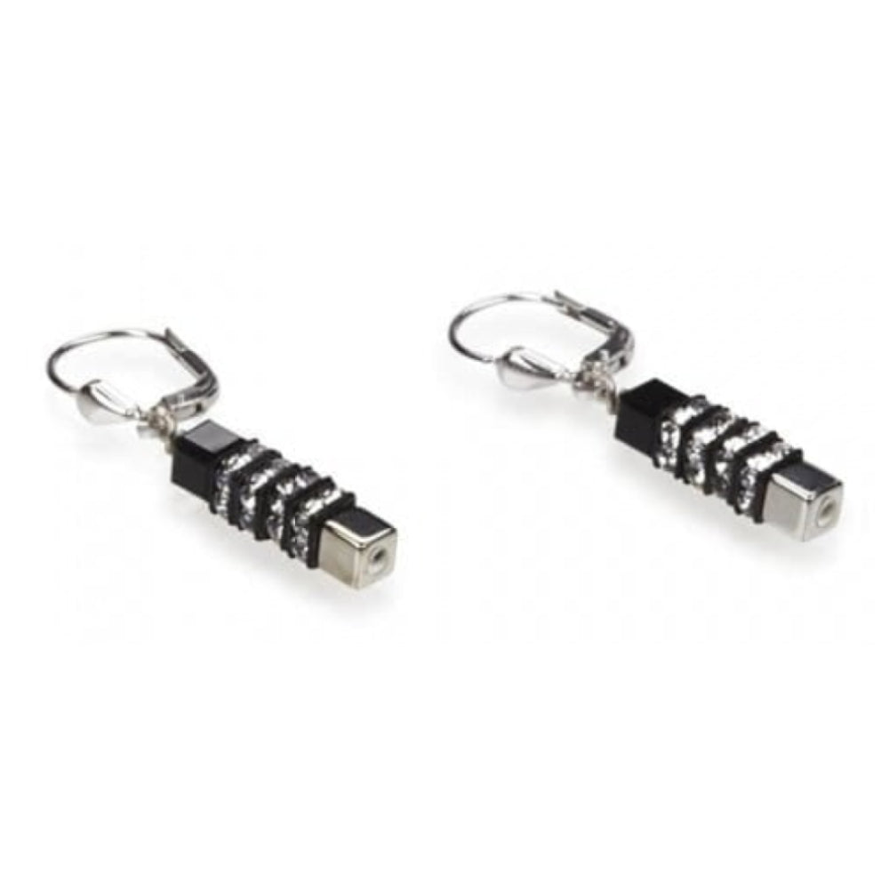 Ladies Black Rhinestone Rondelles with Swarovski Elements Earrings