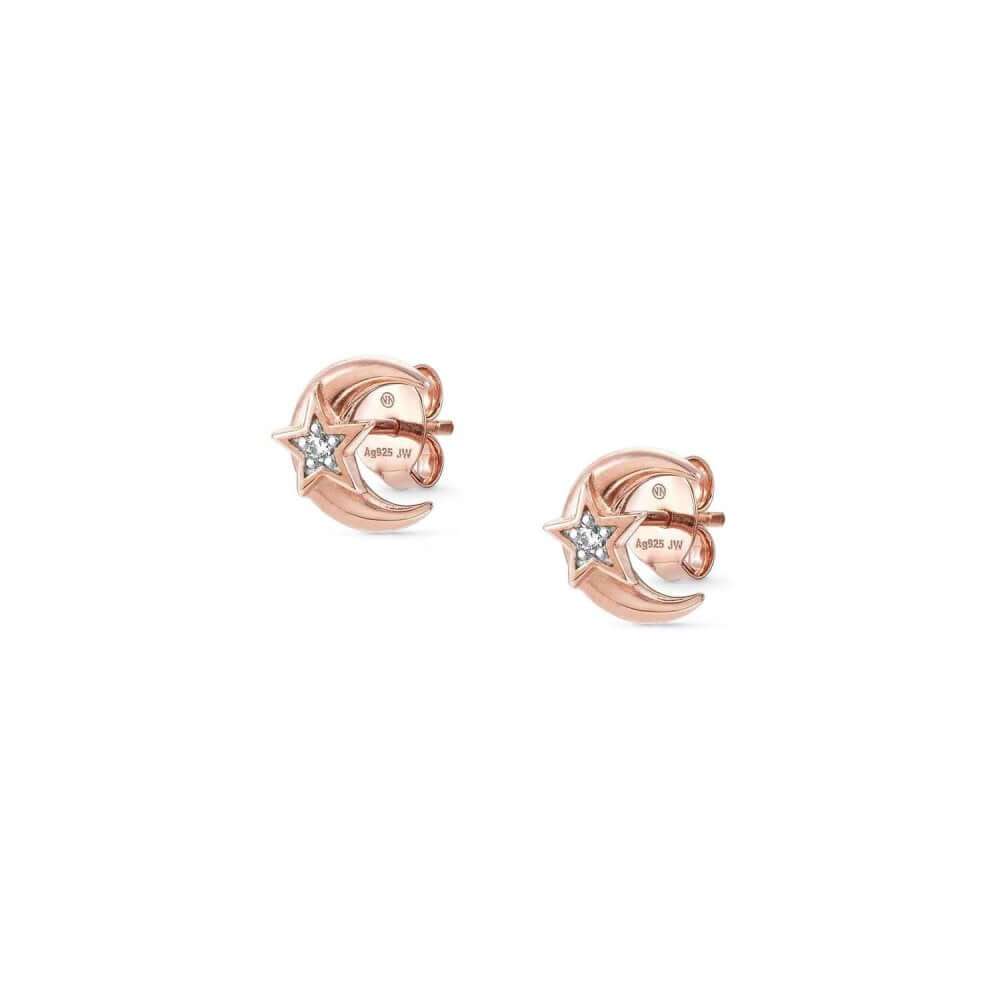 Sweetrock Romance Rose Gold Plated Moon Stud Earrings