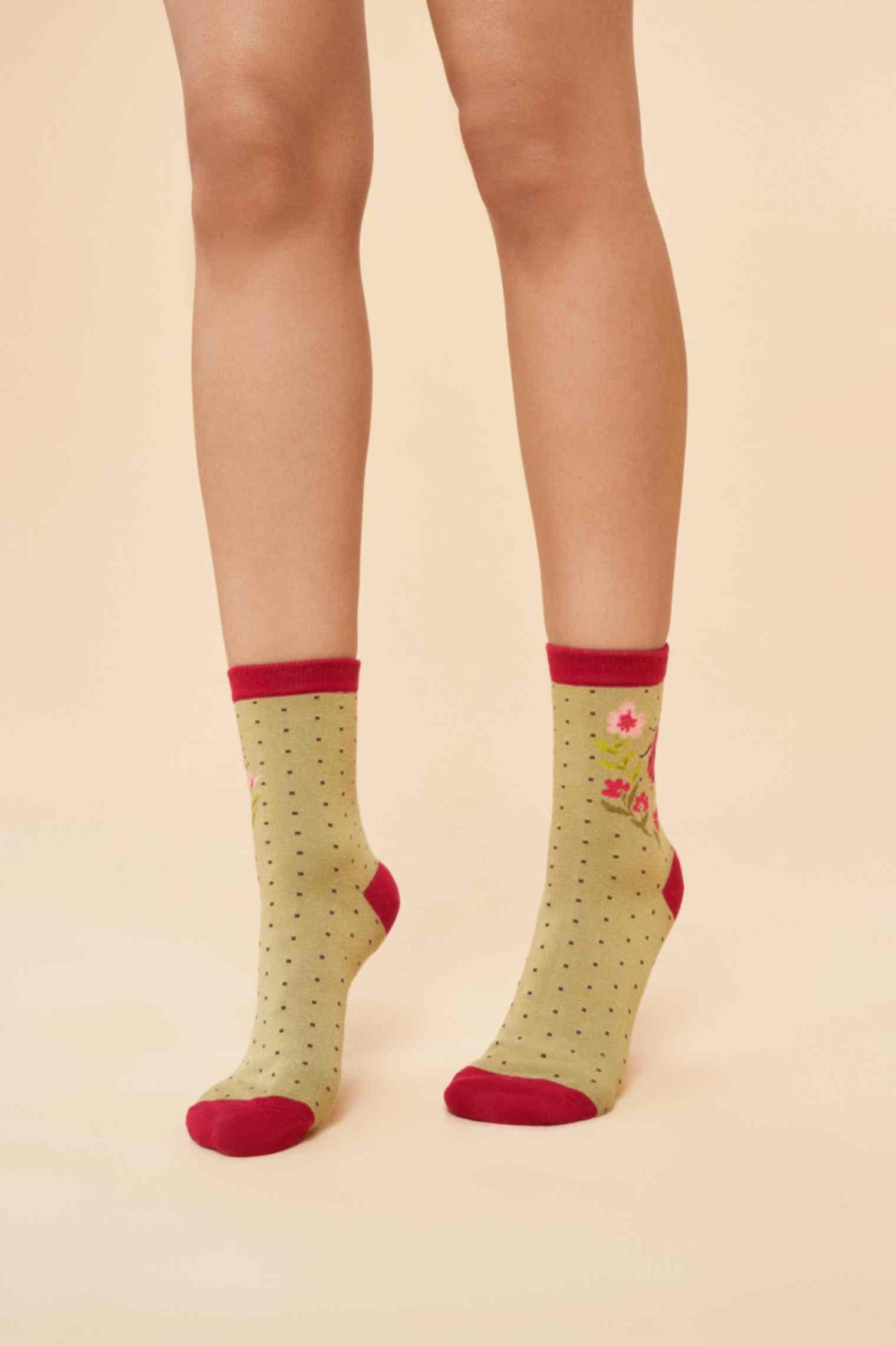 Ladybird Ankle Socks - Sage