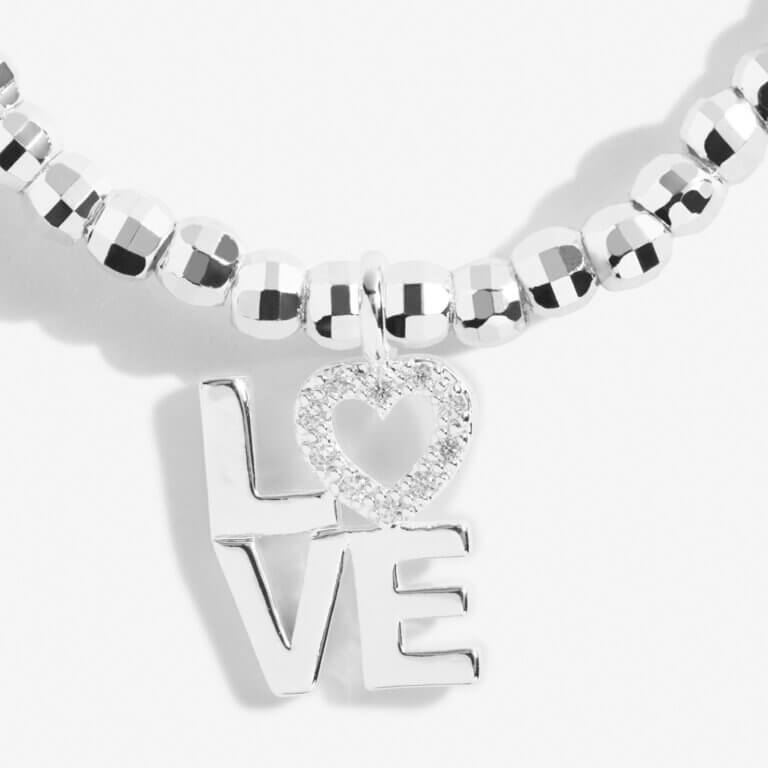 Faceted A Little | Love | Silver | Bracelet | 17.5cm Stretch