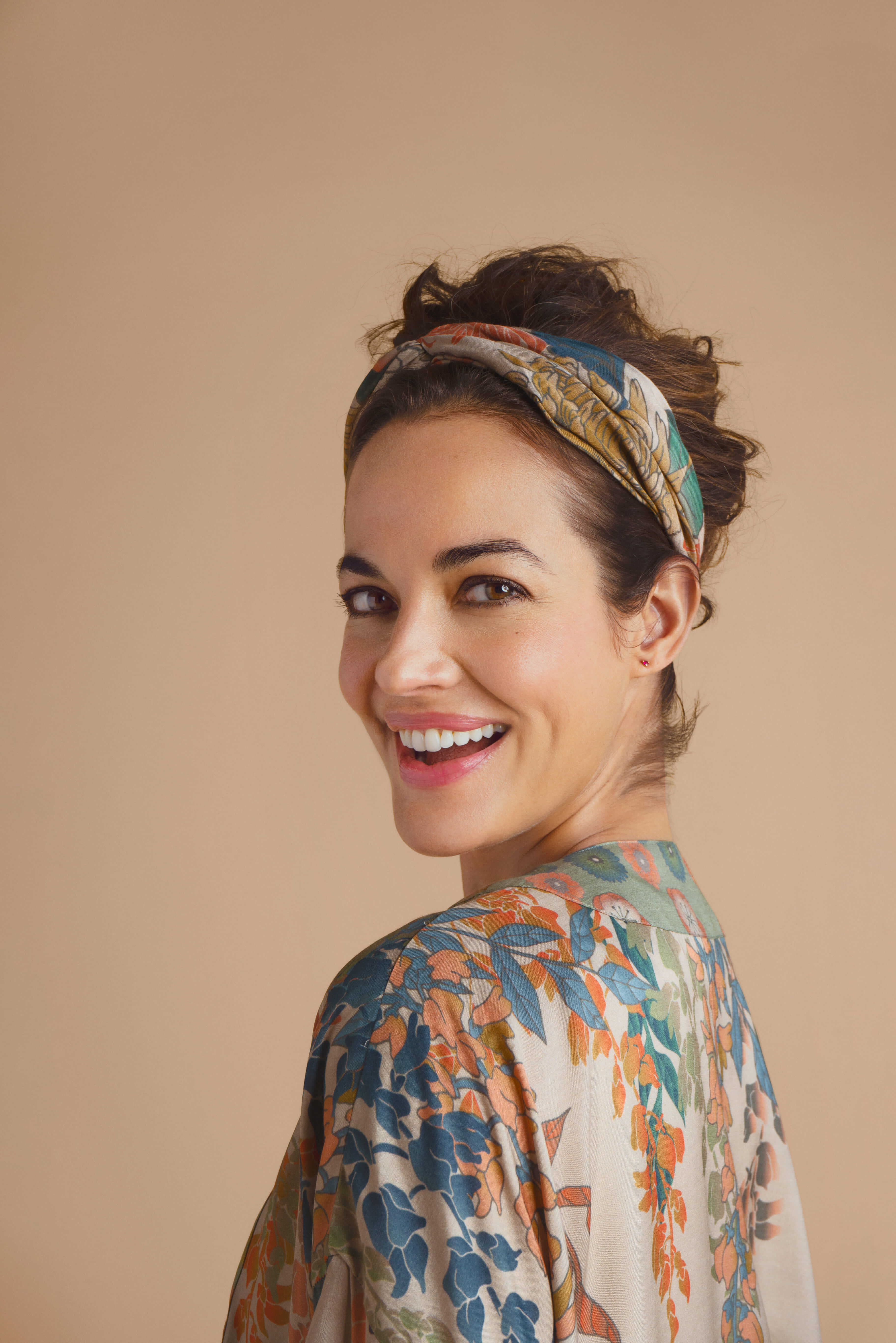 Trailing Wisteria Elasticated Headband - Coconut