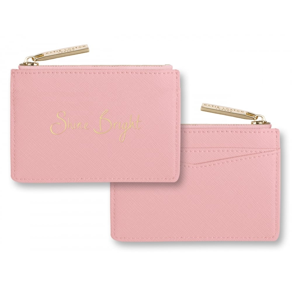 Card Holder With Small Zip Coins - Shine Bright - Pink