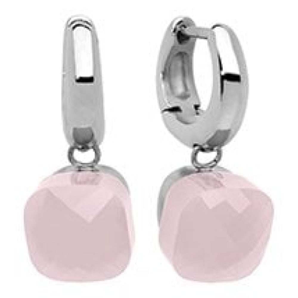 Creole "Firenze" Big (S/P) Rose Quartz Opal Earrings