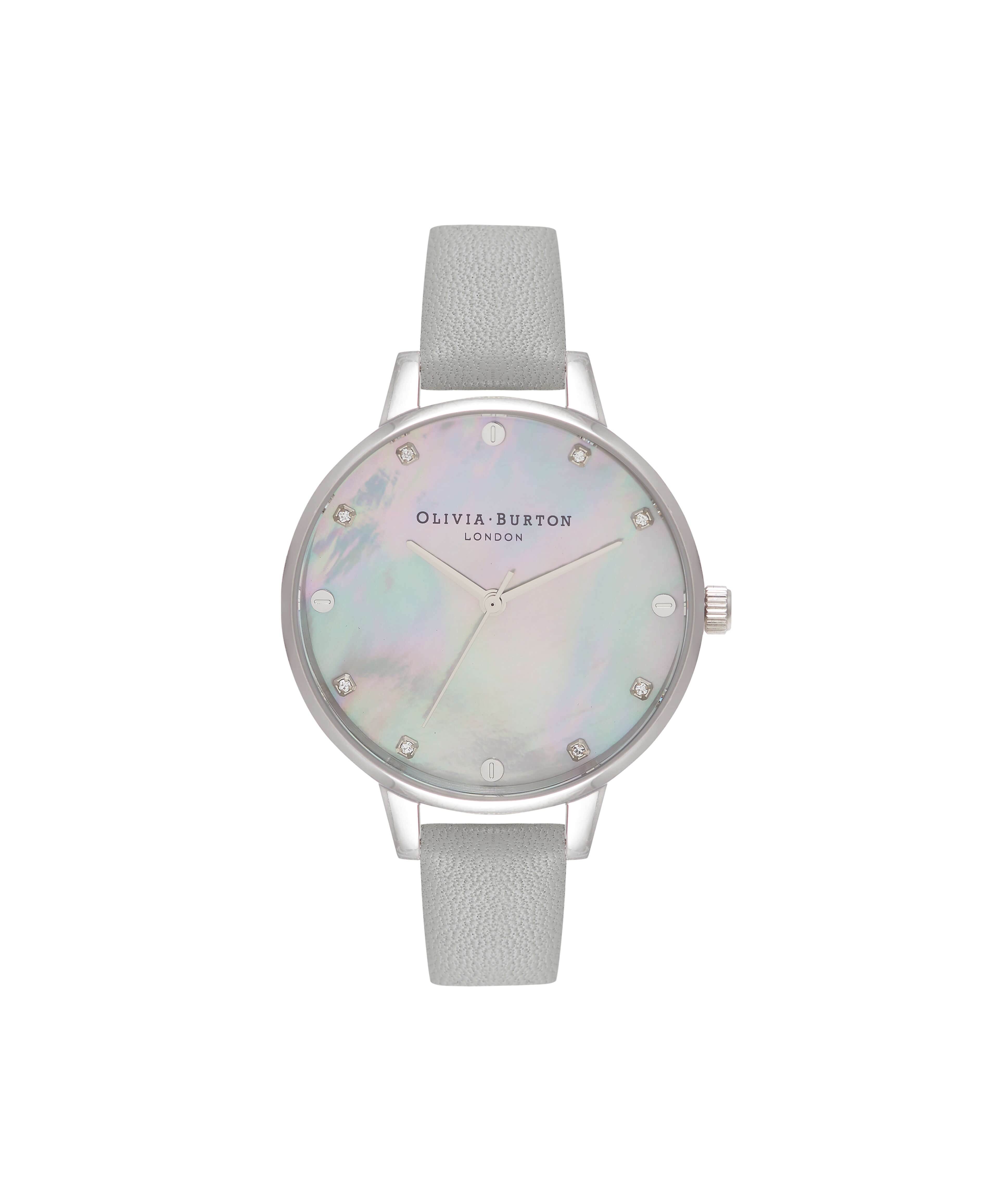 Grey Mother Of Pearl Demi Dial Grey Strap & Stainless Steel Classics Ladies Watch