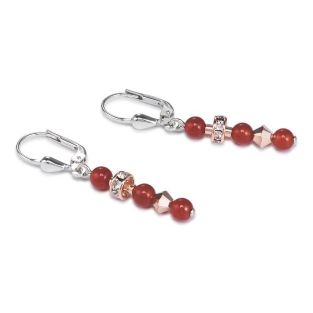 Rose Gold & Red Pierced Earrings