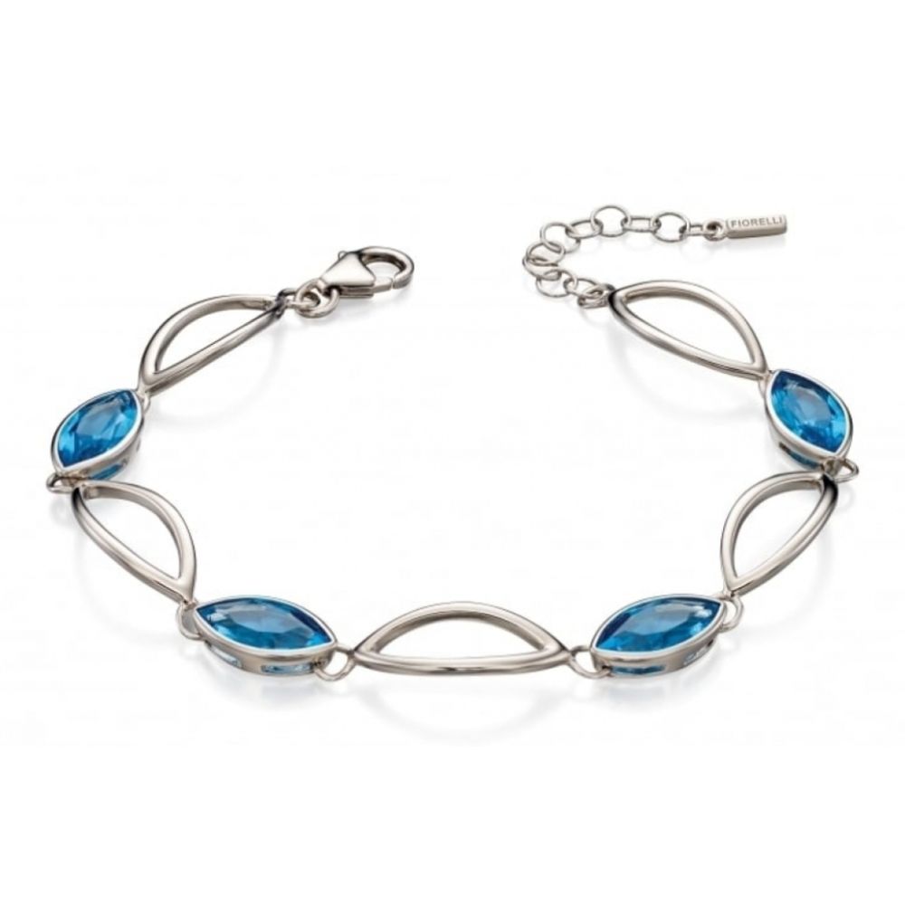 Linked Marquise Bracelet With Blue Stones