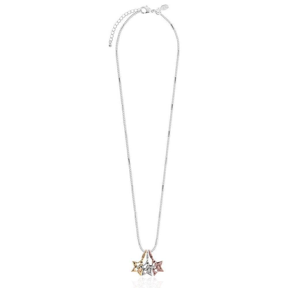 Florence Hammered Star Necklace - Silver Rose Gold Yellow Gold - 46 + 5cm Extender