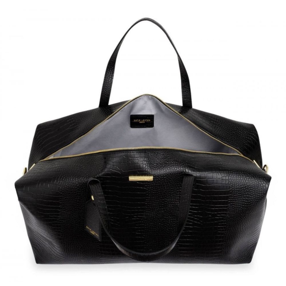 Celine Faux Croc Weekend Holdall Bag | Black | 30 X 53 X 25cm