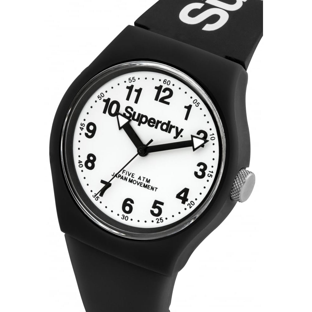 Urban Black Silicone Strap Watch With White Dial