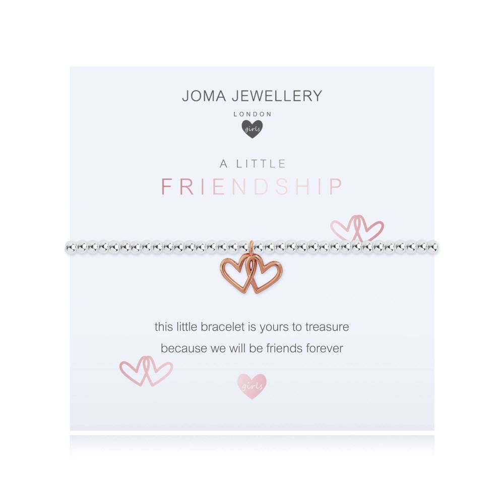 Children's A Little Friendship Silver & Rose Gold Stretch Bracelet 15.5cm