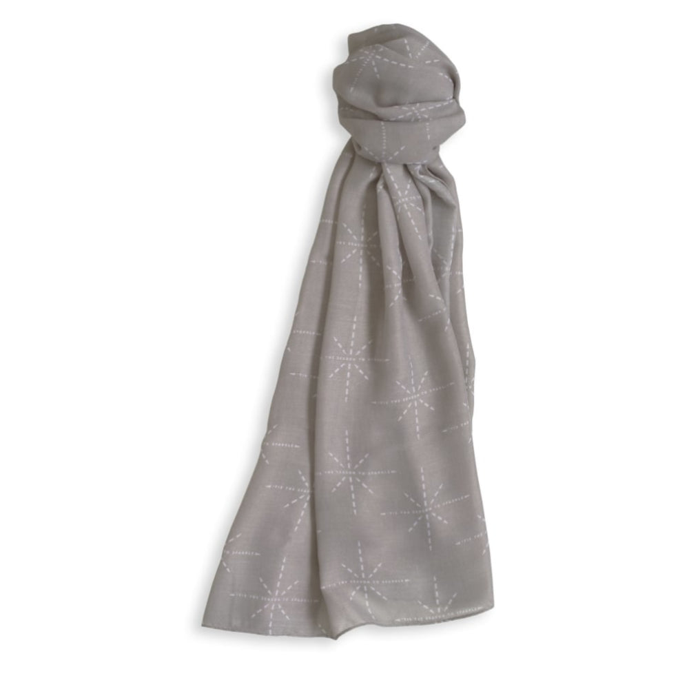 SENTIMENT SCARF - ''TIS THE SEASON TO SPARKLE - charcoal - 184x86cm