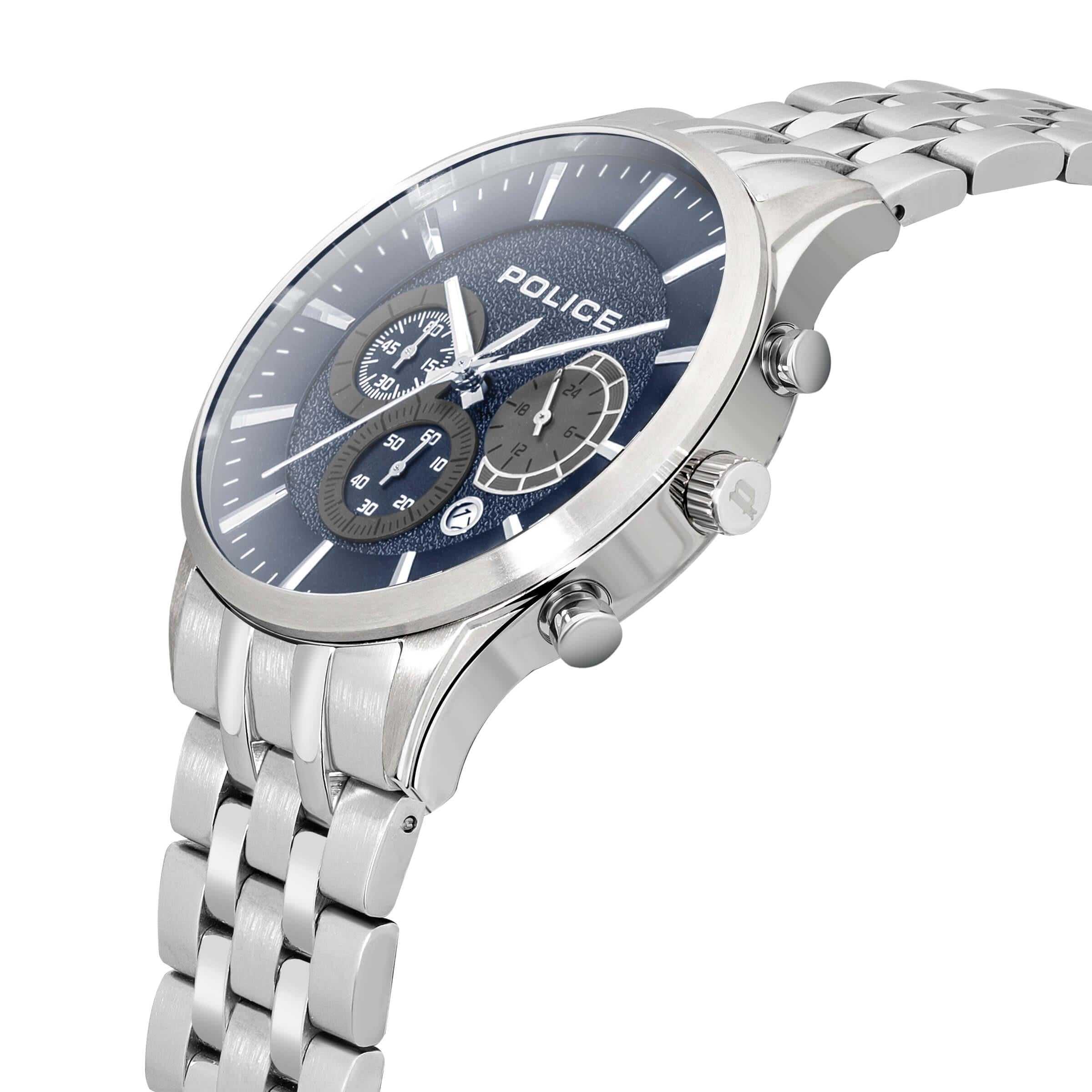 CAGE Blue Chronograph Dial With SS Bracelet Watch