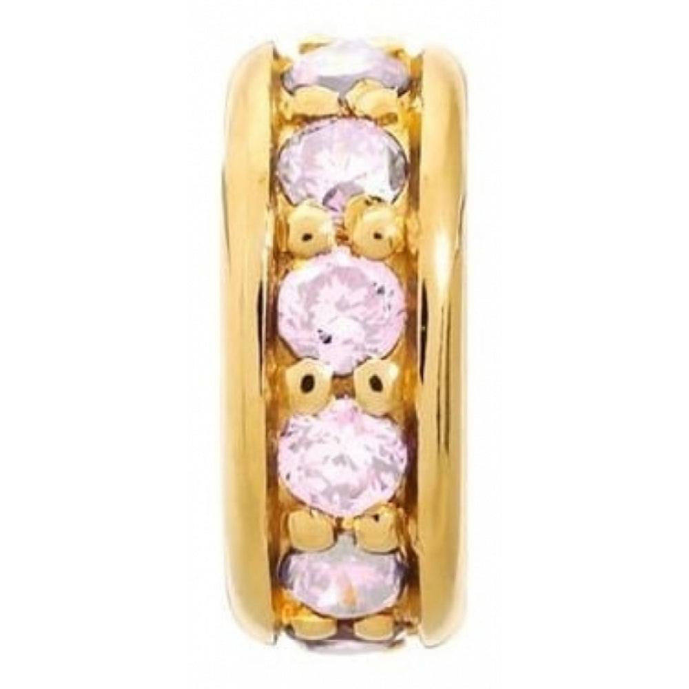 Pink CZ Gold Ring Charm