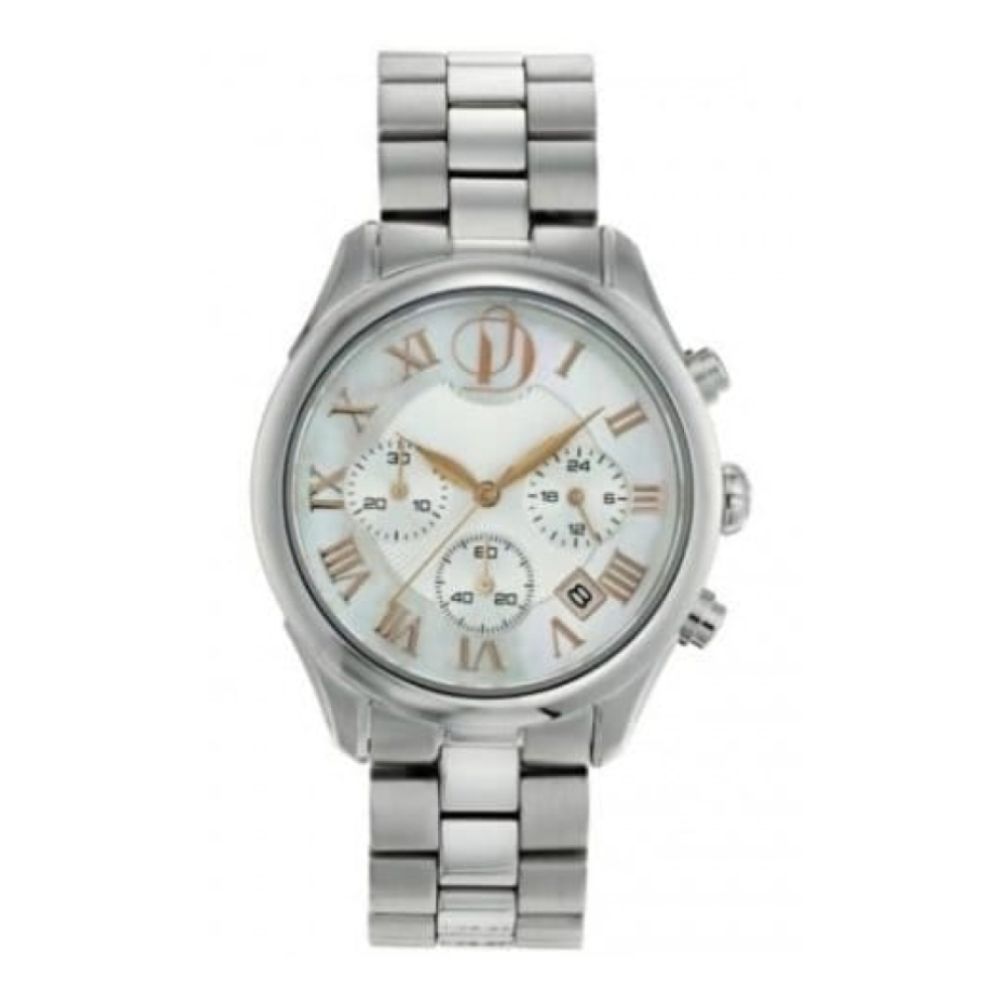 Ladies Stainless Steel Chronograph Watch With Rose Gold Details