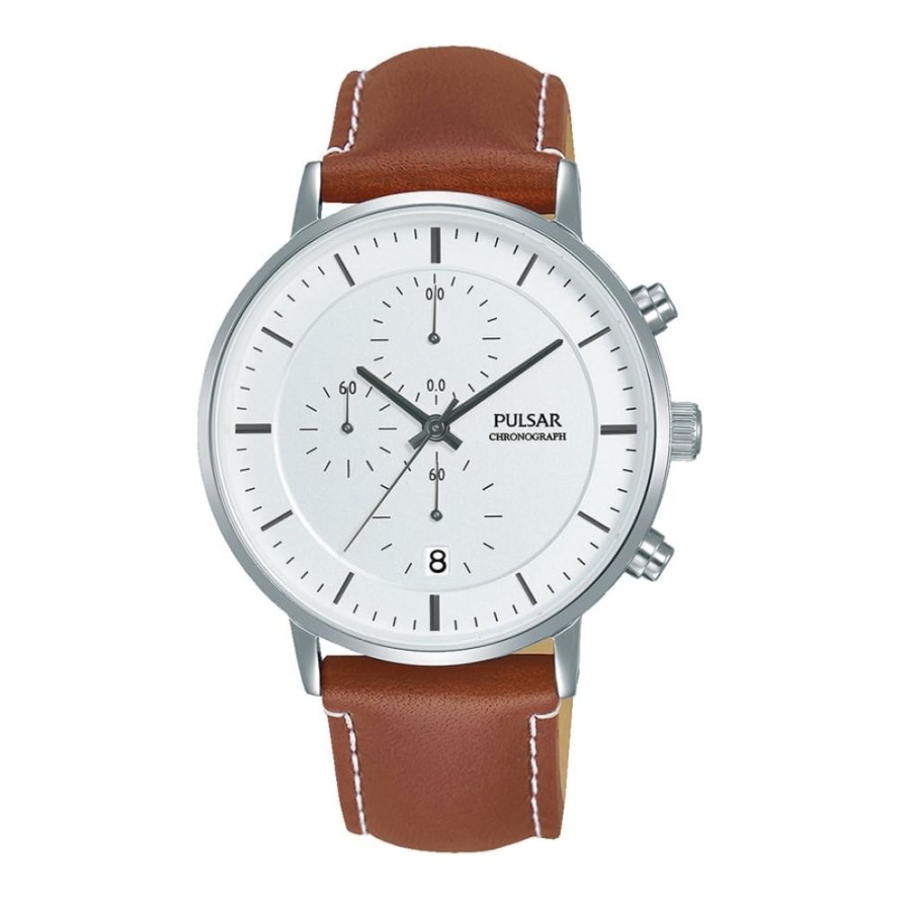 Gents Chronograph Watch With Leather Strap