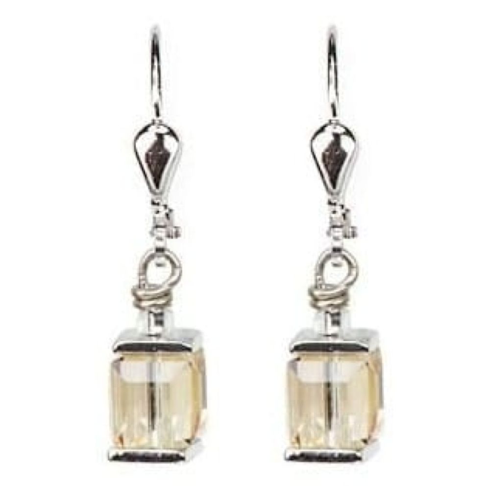 Ladies Peach Coloured Swarovski Elements Set In White-Bronze Alloyed Steel Earrings