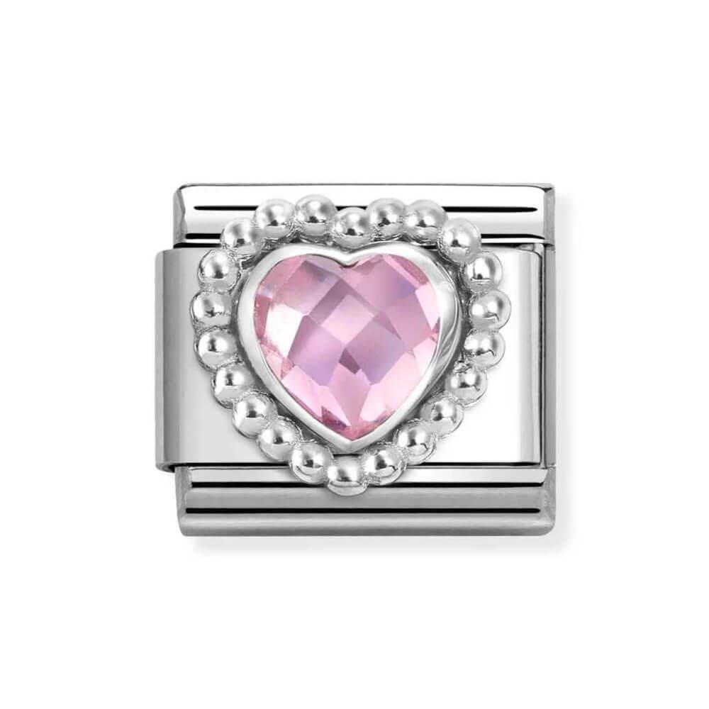 Composable Classic Link With Pink CZ Heart In 925 Silver