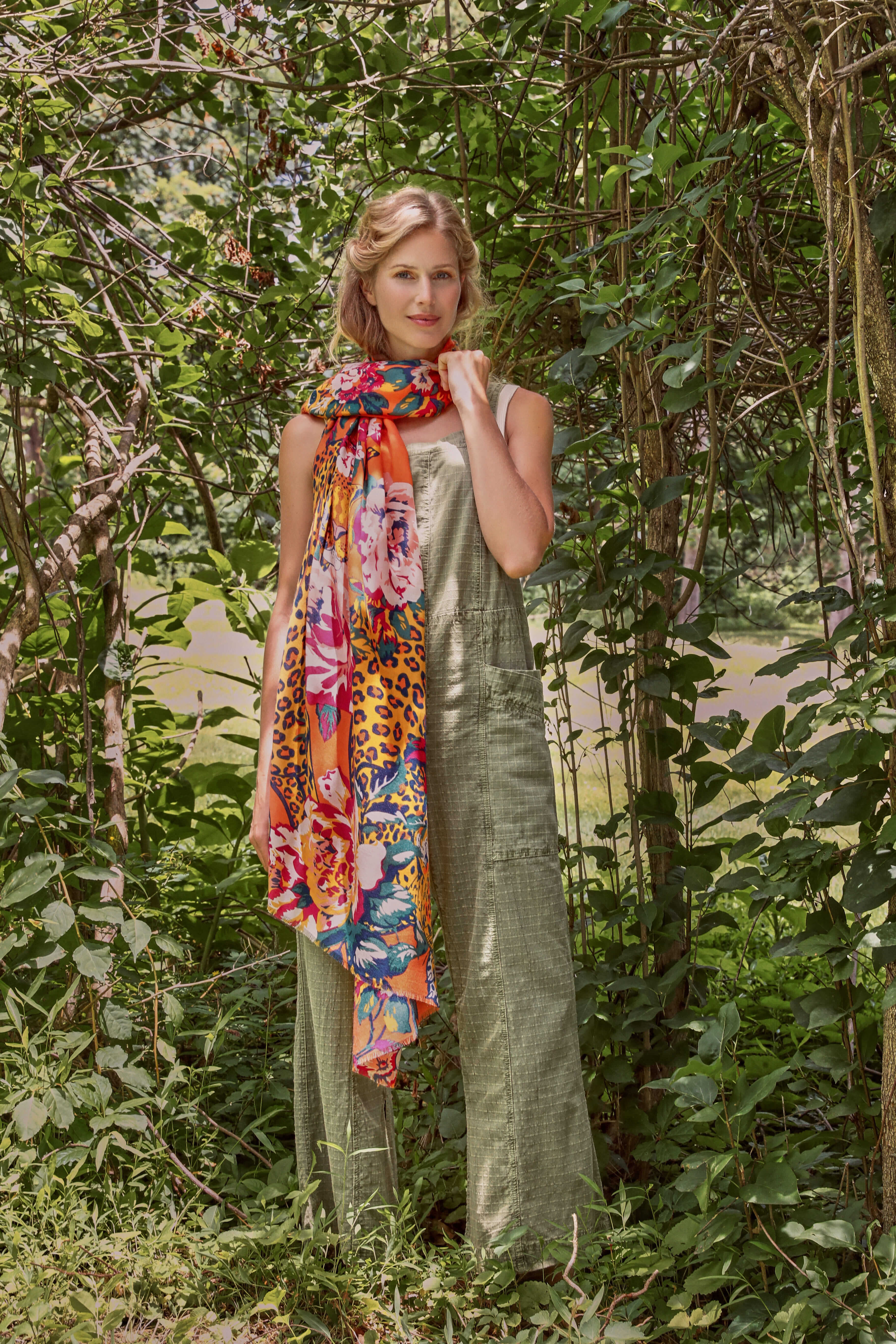 Leopards in Bloom Print Scarf