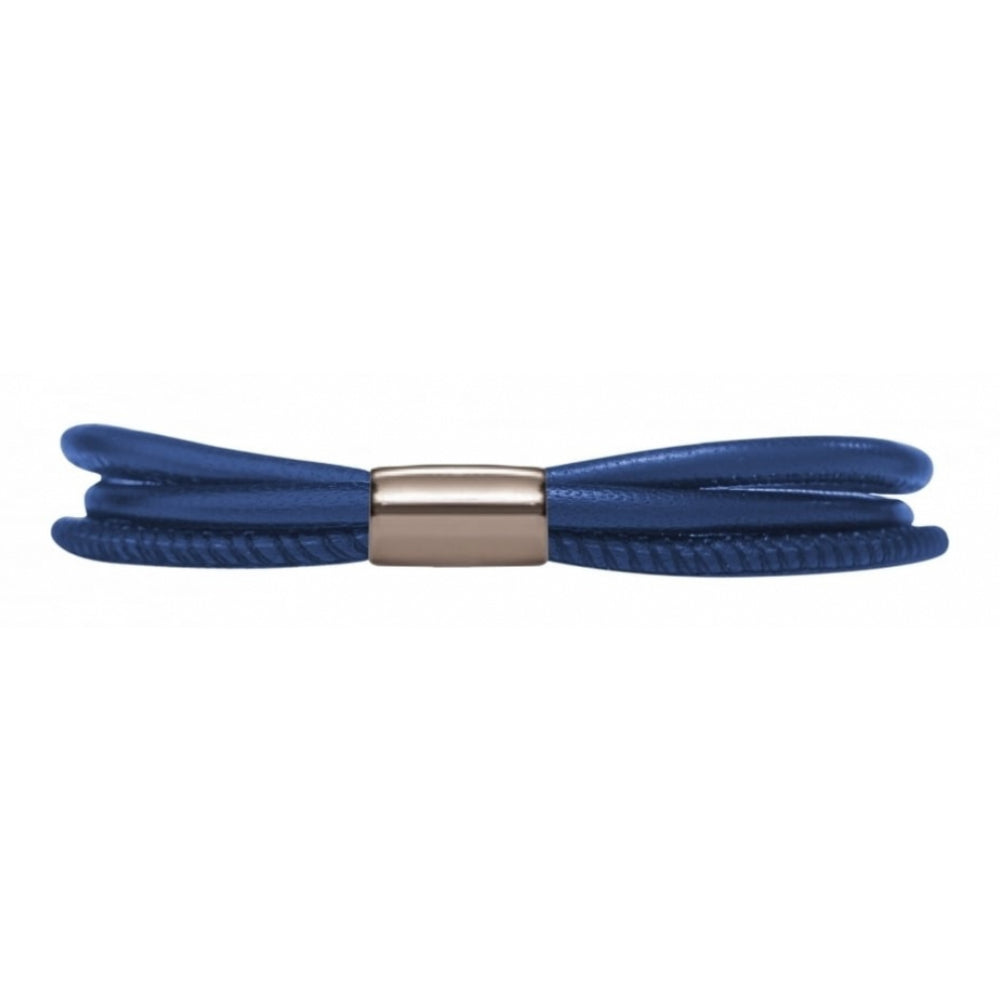 Blue Leather Three String Single Bracelet