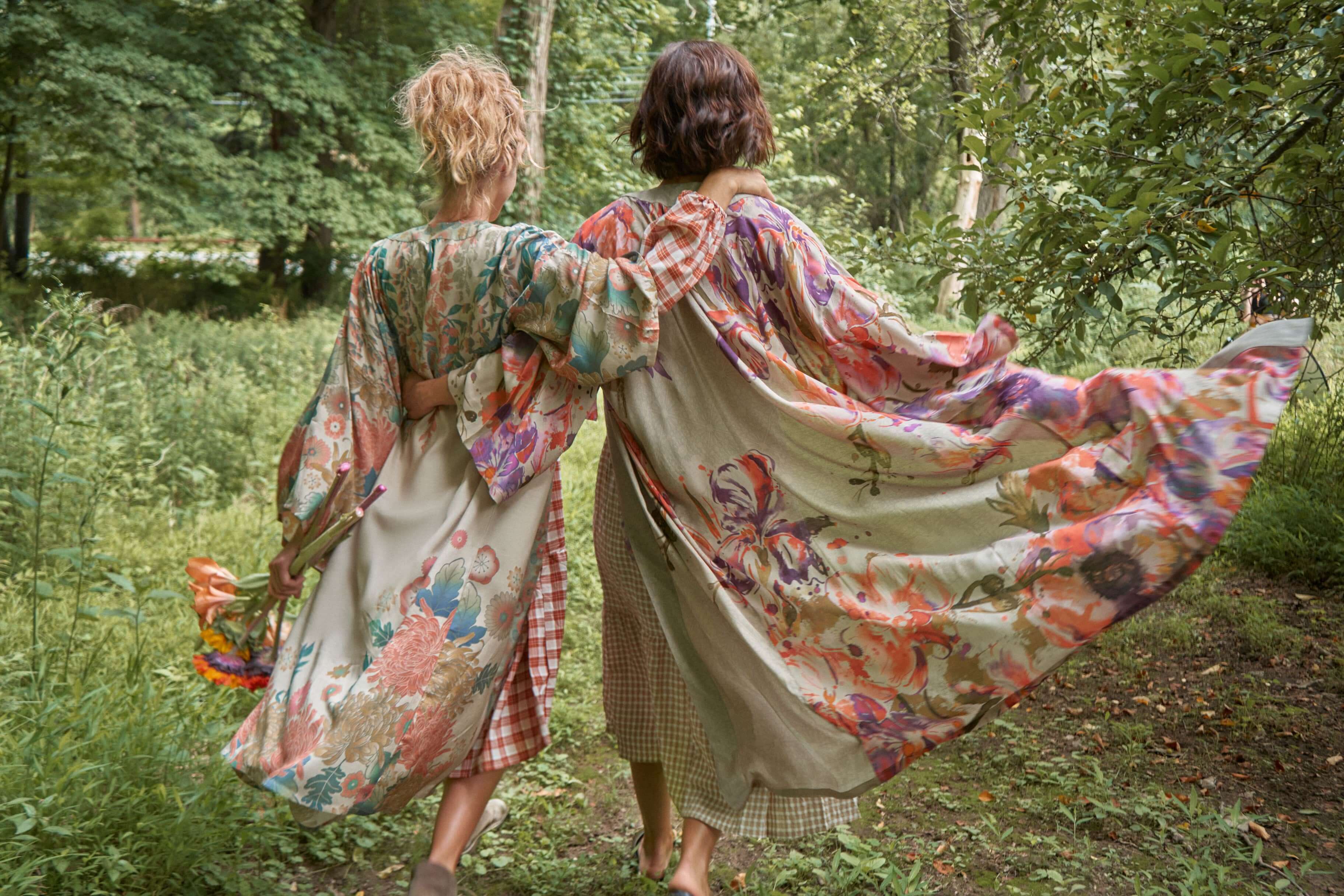 Orchid & Iris Kimono Gown - Coconut
