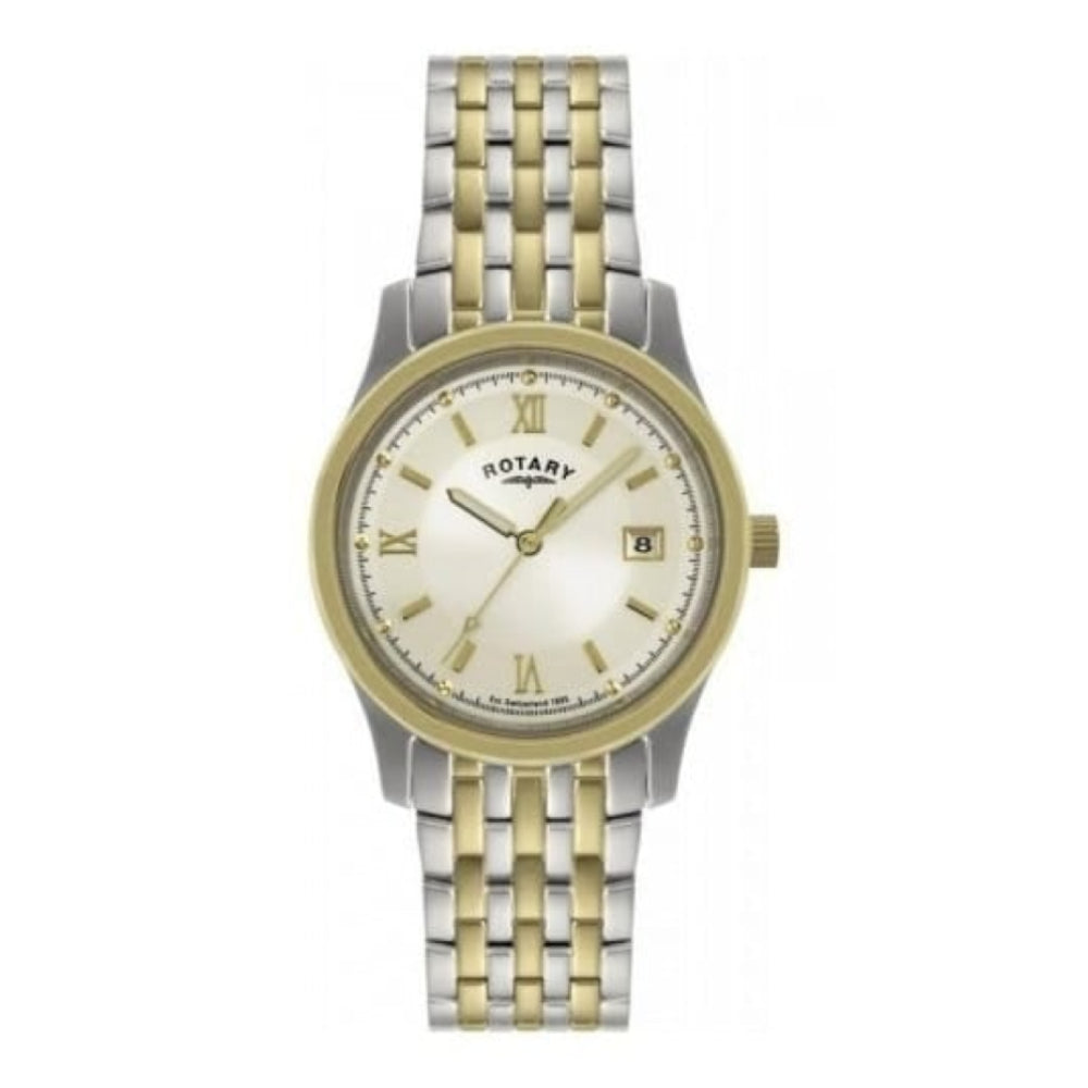 Two Tone Linked Bracelet Date Display Watch