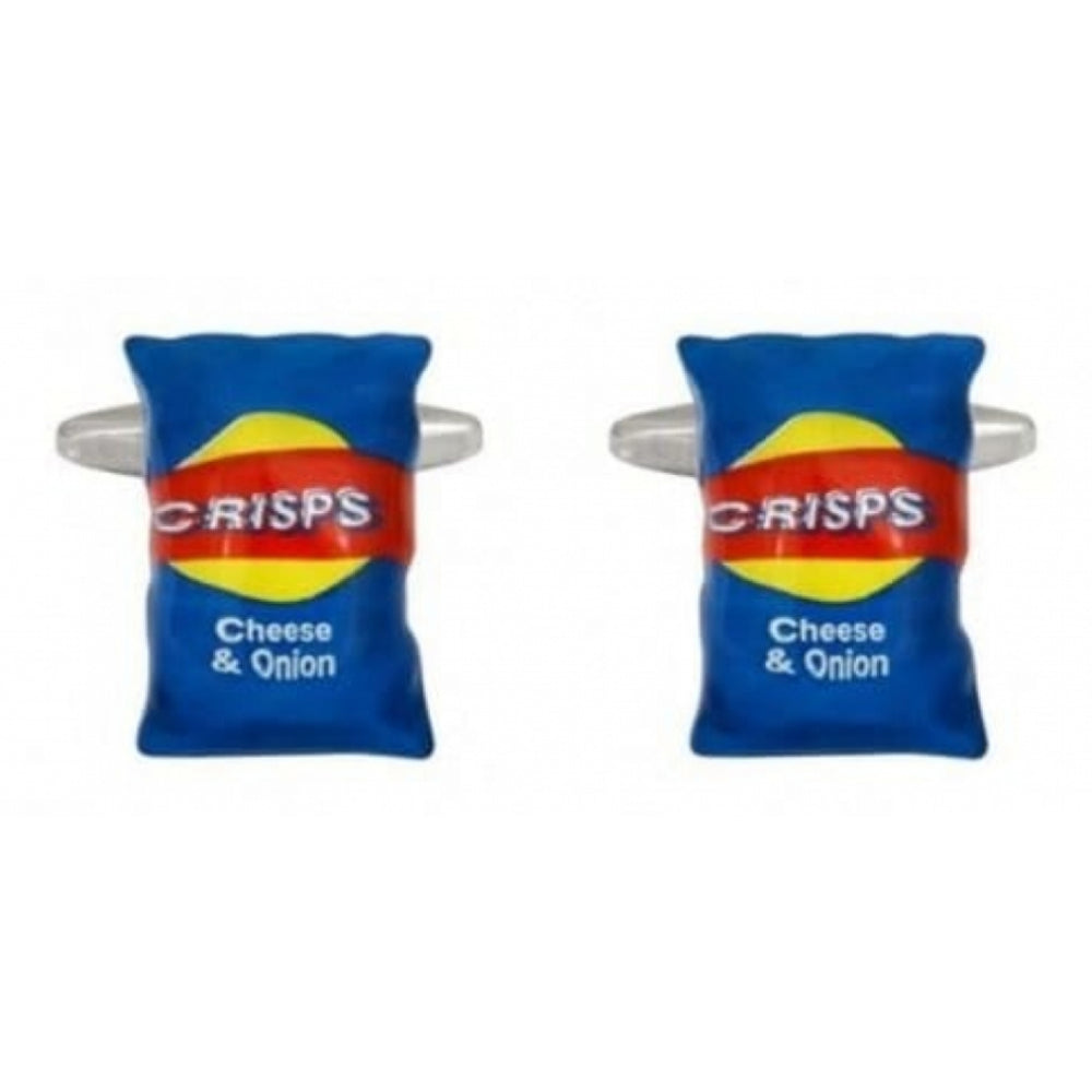 Rhodium Plated Crisp Packet Cufflinks