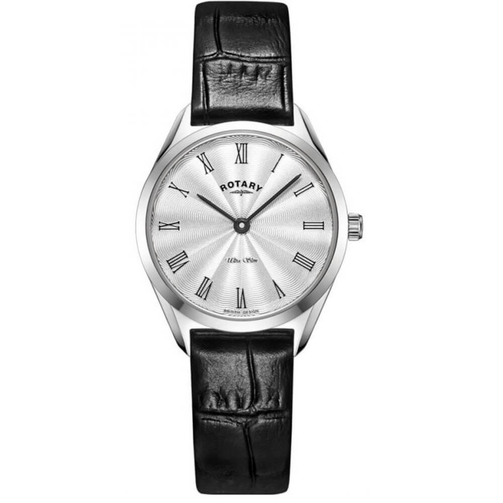 Ultra Slim Ladies Silver Leather watch