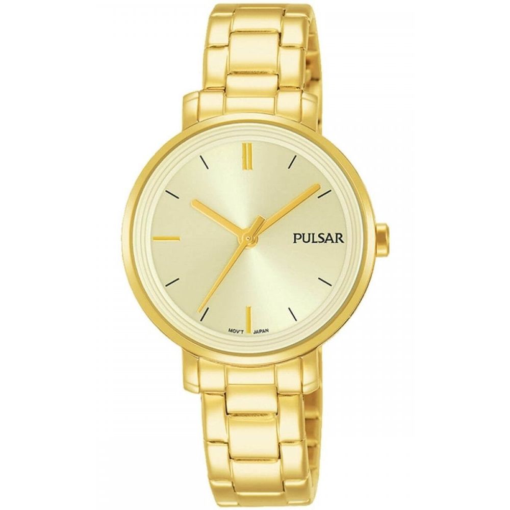 Gold Plated Bracelet Strap & Case With Golden Dial Ladies Watch