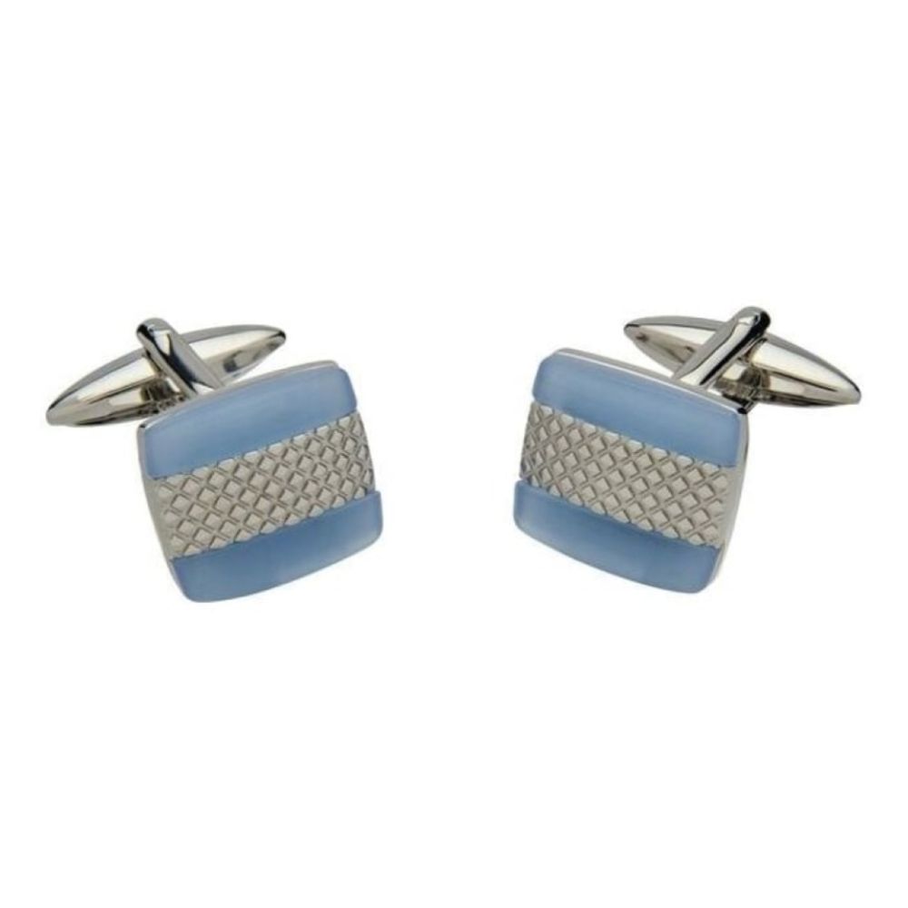 Brass & Blue Square Cufflinks
