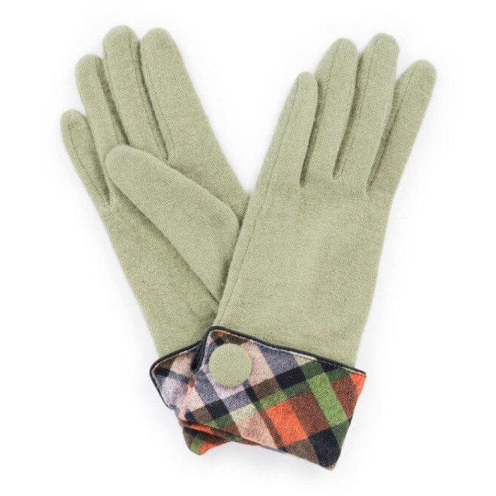 Heather Wool Gloves In Pea Green