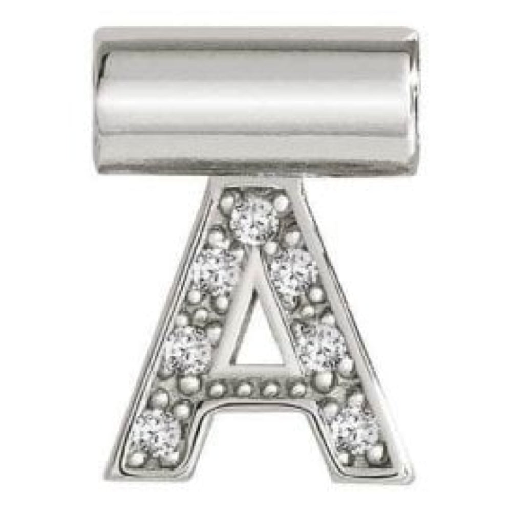 Seimia Silver Cubic Zirconia Letter A Charm