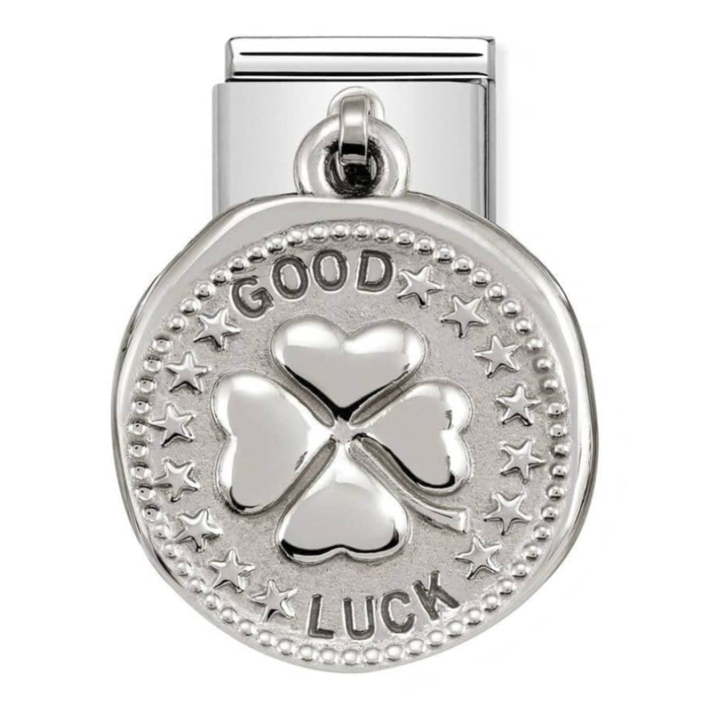 Classic Wishes Steel & 925 Silver Good Luck Link