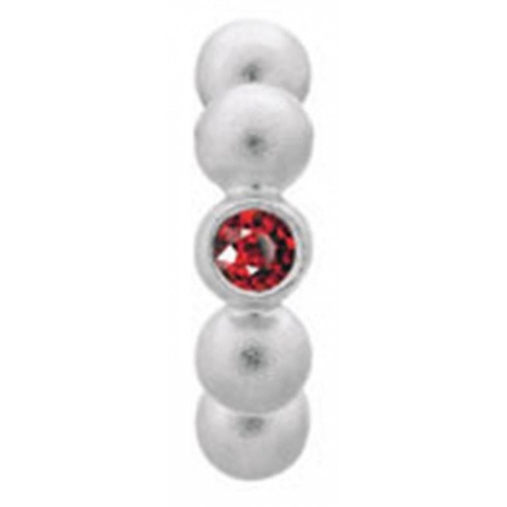 Sterling Silver Dots Red CZ Stone Charm