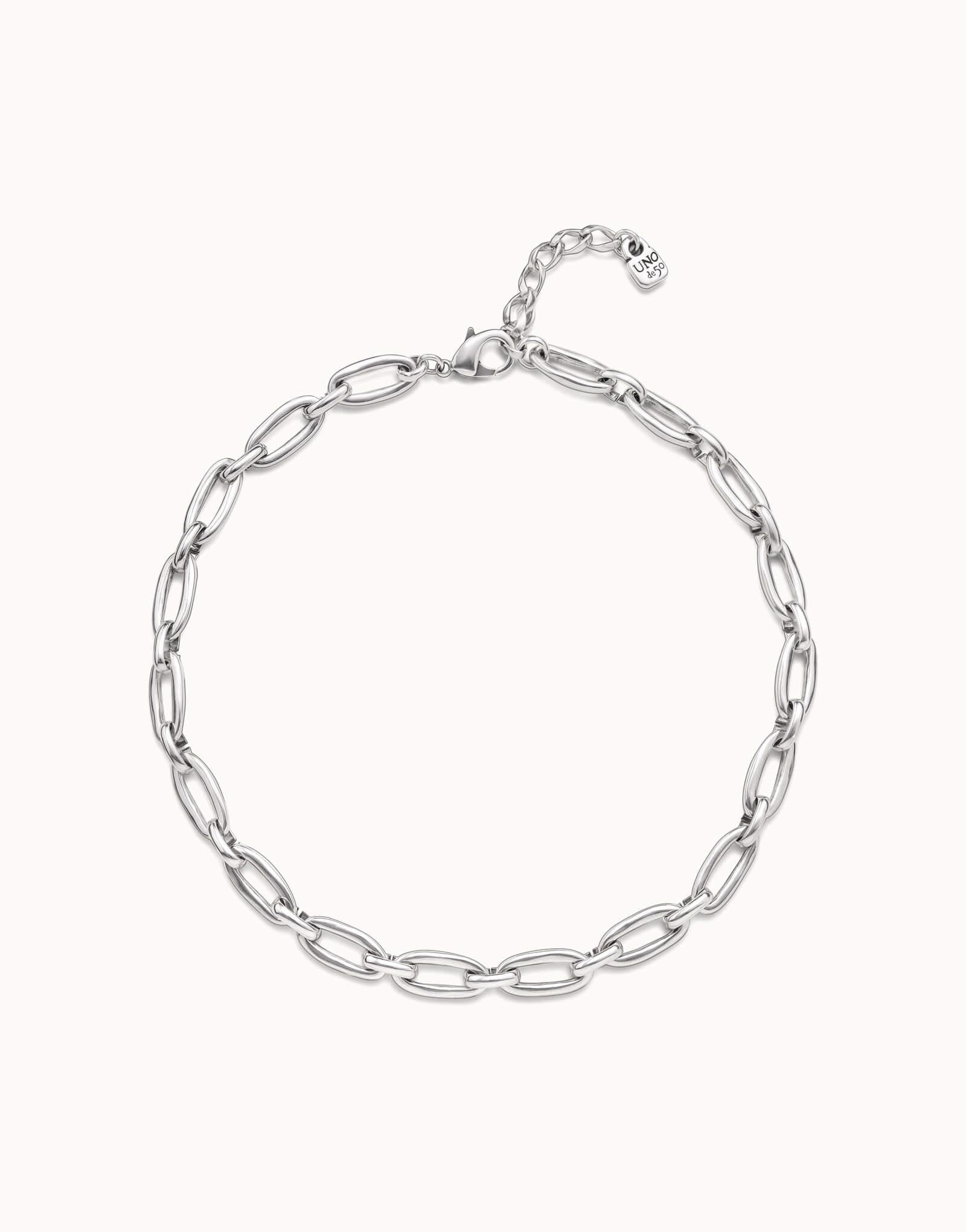 Alien Silver Plated Medium Oval Links Necklace
