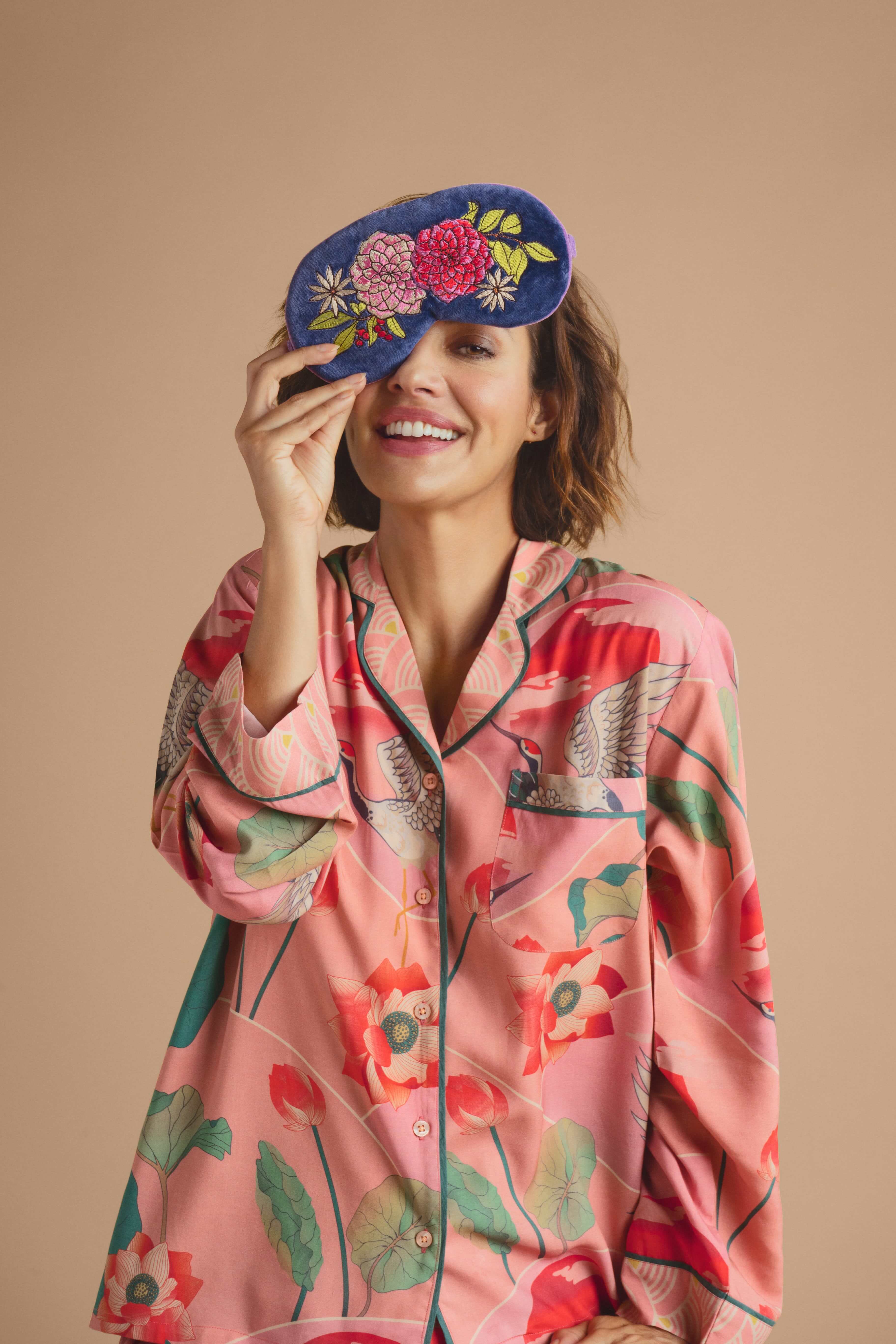 Luxury Lavender Velvet Eye Mask - Floral