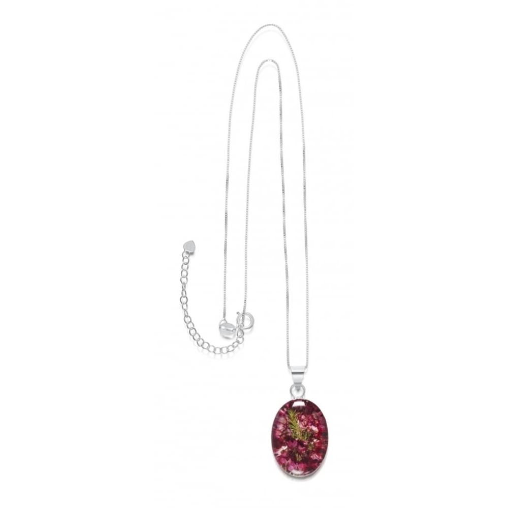 Silver Pendant - Heather - Medium Oval