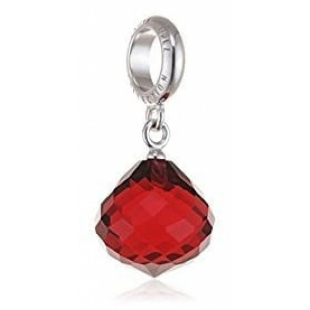 Ruby Crystal Drop Sterling Silver Charm