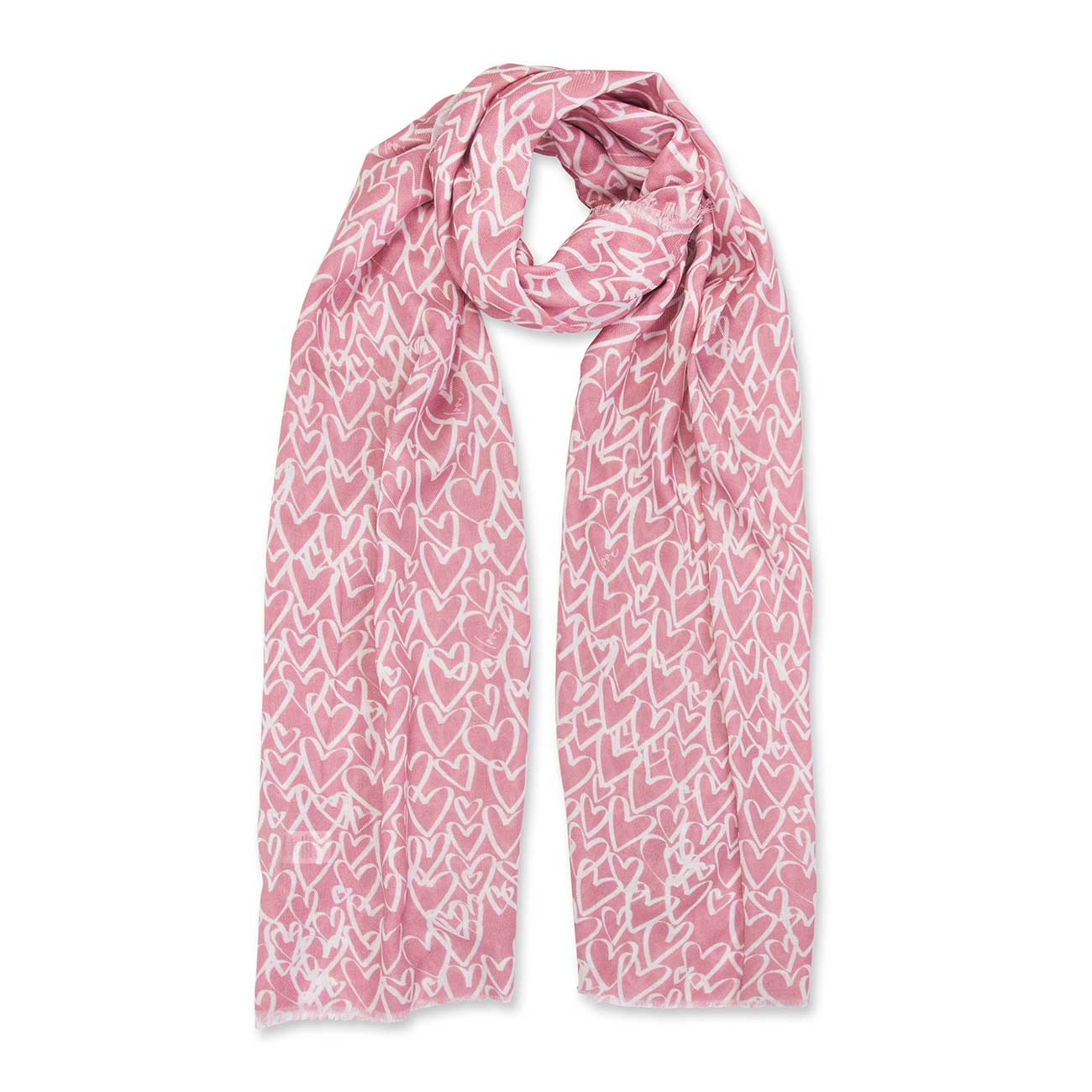 Sentiment Scarf | Love Love Love | White and Dusty Pink