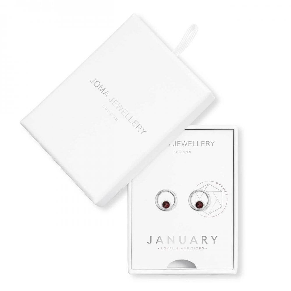 Treasure The Little Things | Birthstone January Garnet | Silver | Earring Box