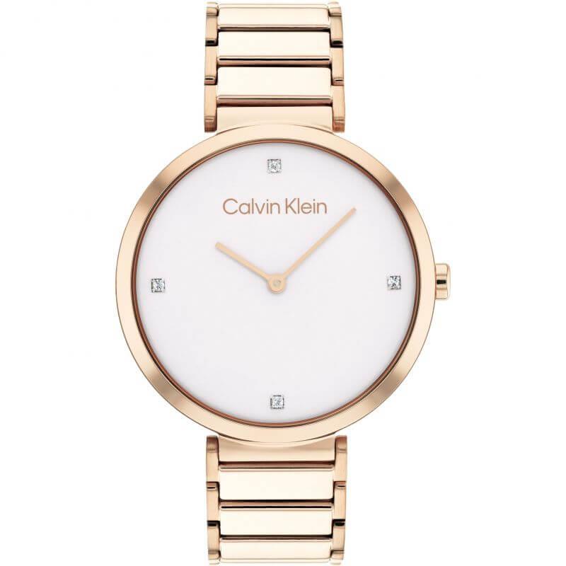 Minimalistic T-Bar 36mm White Dial Rose Gold Ladies Watch