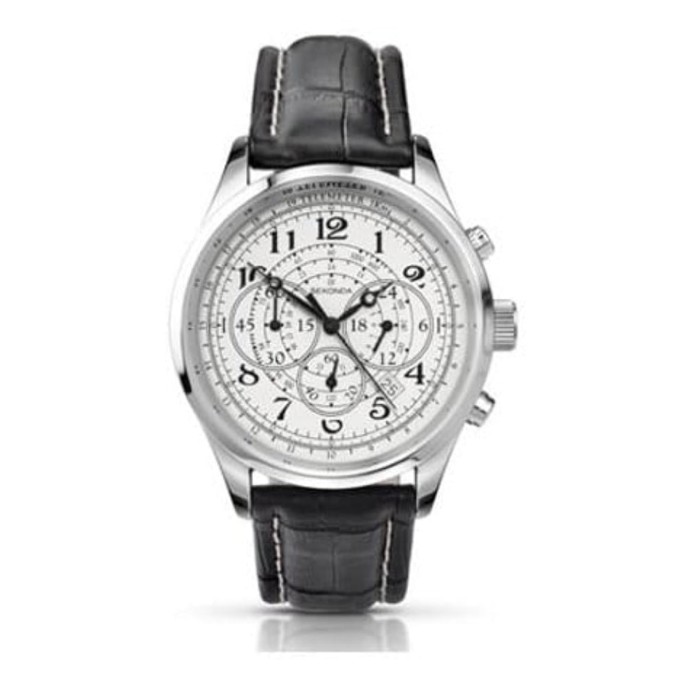 Black Leather Vintage Chronograph Watch