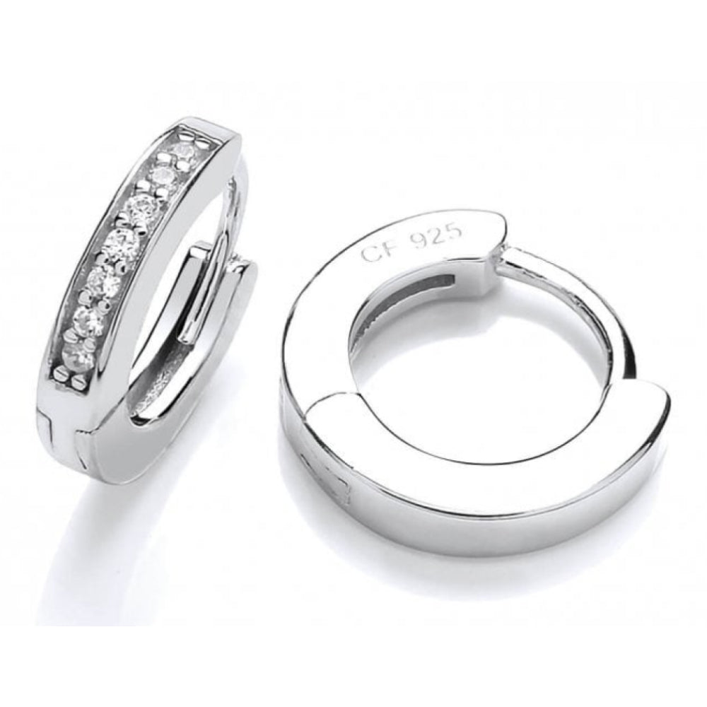 Silver Mini Huggy CZ Earrings