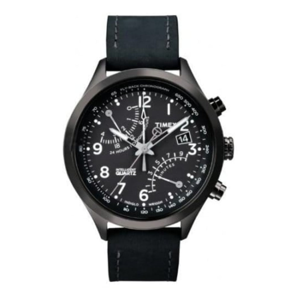 Gents IQ Leather Fly Back Quartz Chronograph & Tachymeter Watch