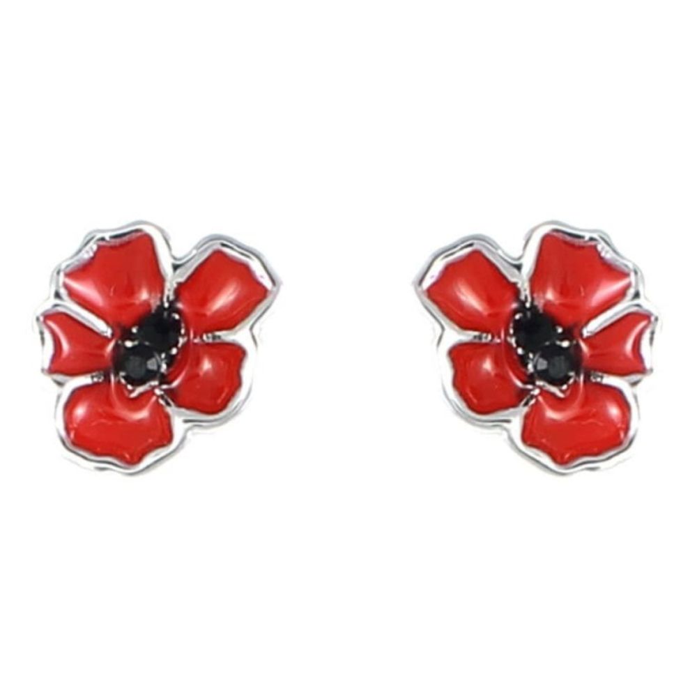 Enamel Poppy Stud Earrings