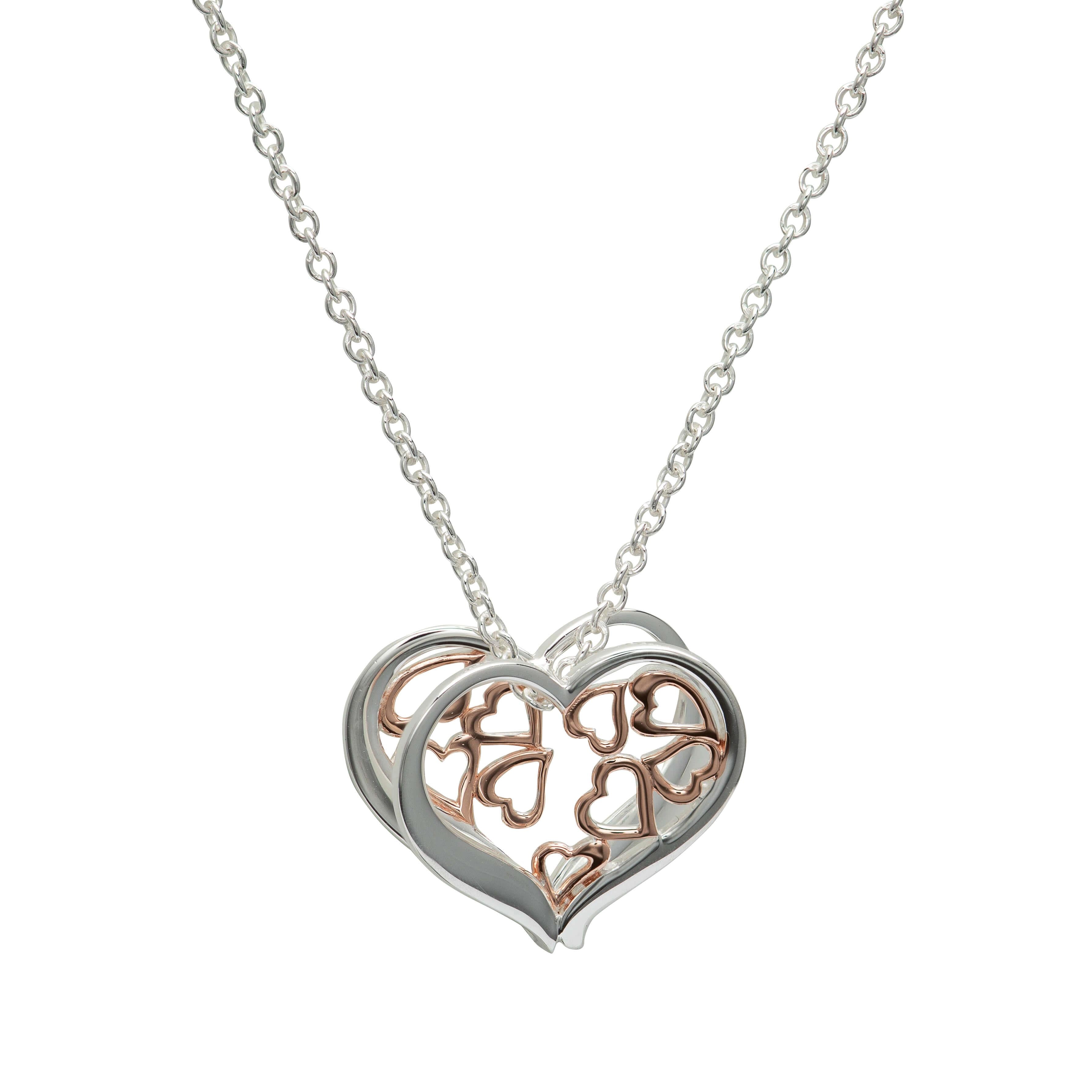 Silver 925 Heart Pendant Necklace With RG Plating