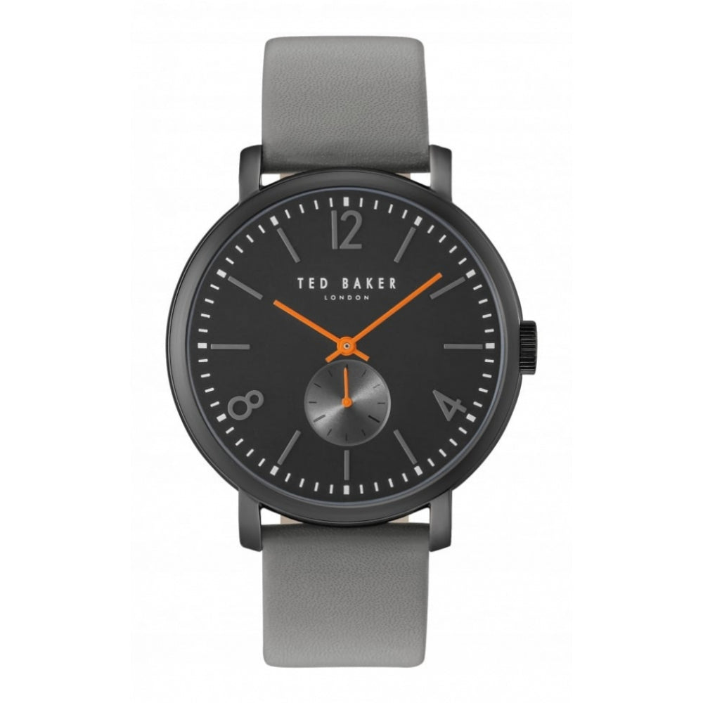 Stainless Steel Black Dial & Leather Strap Gents Wristwatch